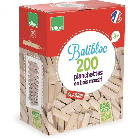Planchettes en bois Construction enfant Batibloc classic 200