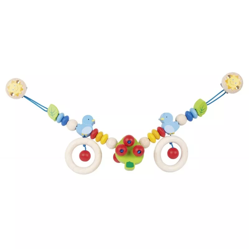 Hochet de poussette en bois oiseau avec clips