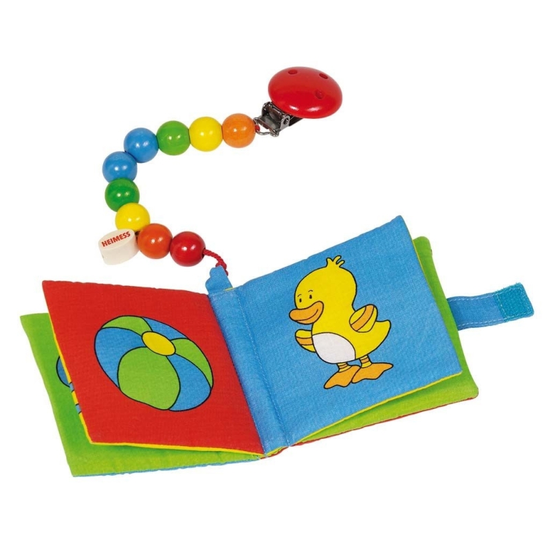Livre d'image (couineur et grelot) avec chaine pour bébé