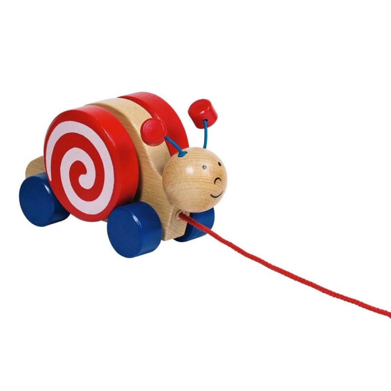 Animal jouet à tirer en bois : Escargot Animal jouet à tirer en bois : Escargot
