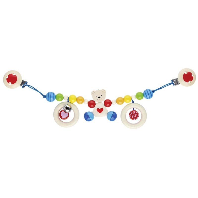 Hochet de poussette avec clips Oursons petit coeur