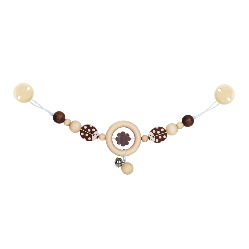 Hochet de poussette coccinelle naturel avec clips Hochet de poussette coccinelle naturel avec clips