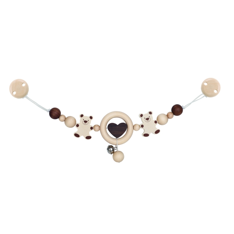 Hochet de poussette avec clips Oursons naturel