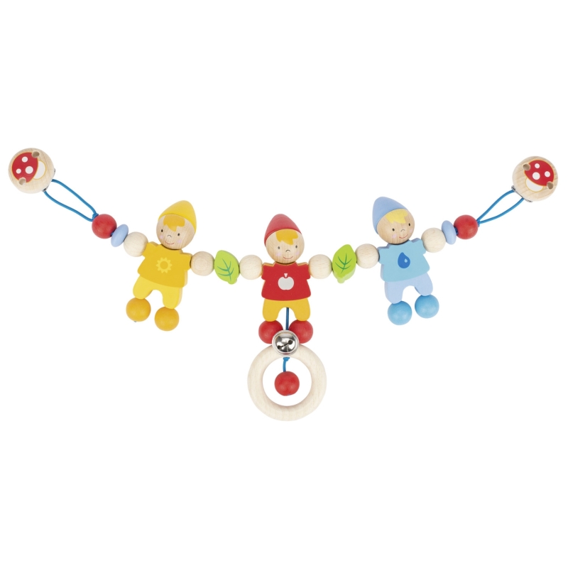 Hochet de poussette en bois lutin avec clips Hochet de poussette en bois lutin avec clips