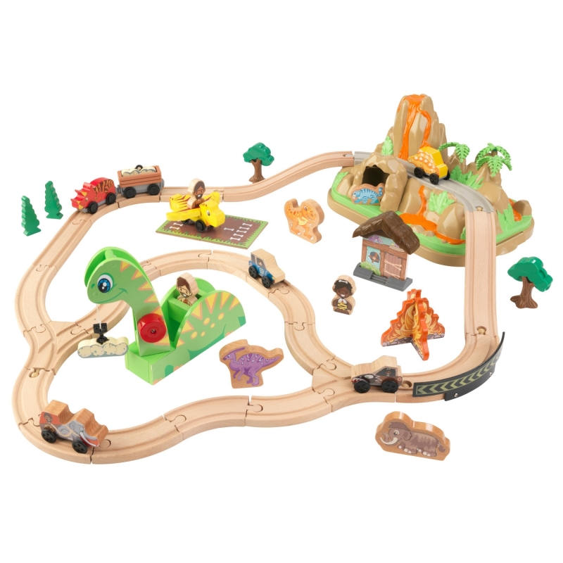 Ensemble Train en bois Bucket Dinosaure