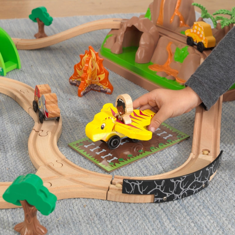Ensemble Train en bois Bucket Dinosaure