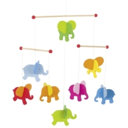Mobile en bois éléphants