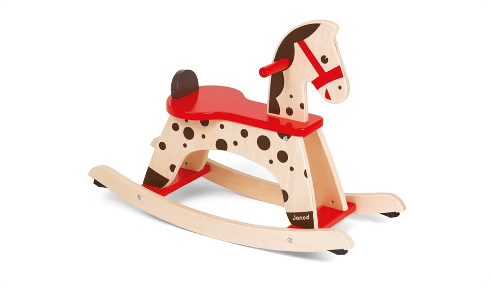 Superbe cheval à bascule en bois pour enfant de la marque Française Janod,